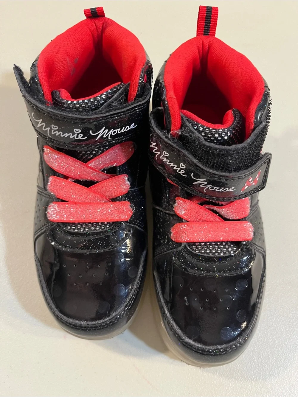 Disney Black and Red Minnie Mouse Kids High-Top Sneakers